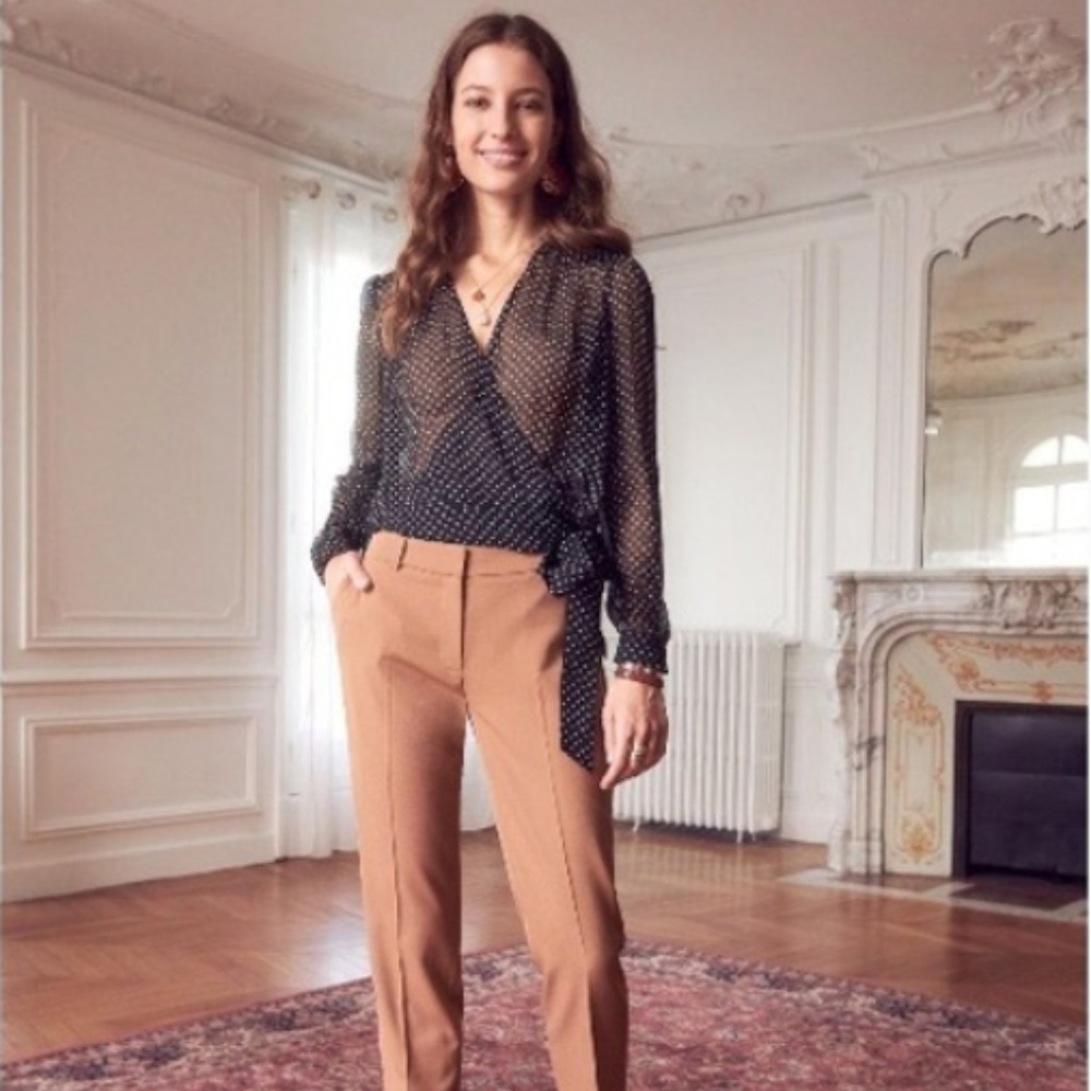 Sezane Wool Blend Ankle Trousers